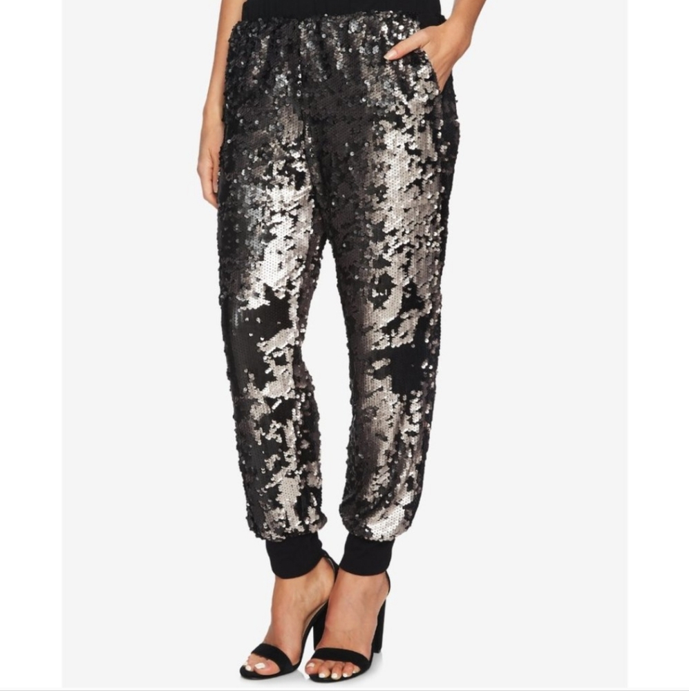 NWT Loft Outlet Petite Classic Black Sequin Jogger Pants